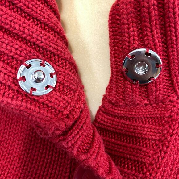 Michael Michael Kors Cotton Red Cardigan Knit Sweater Short Sleeves Button 1X - Picture 5 of 10